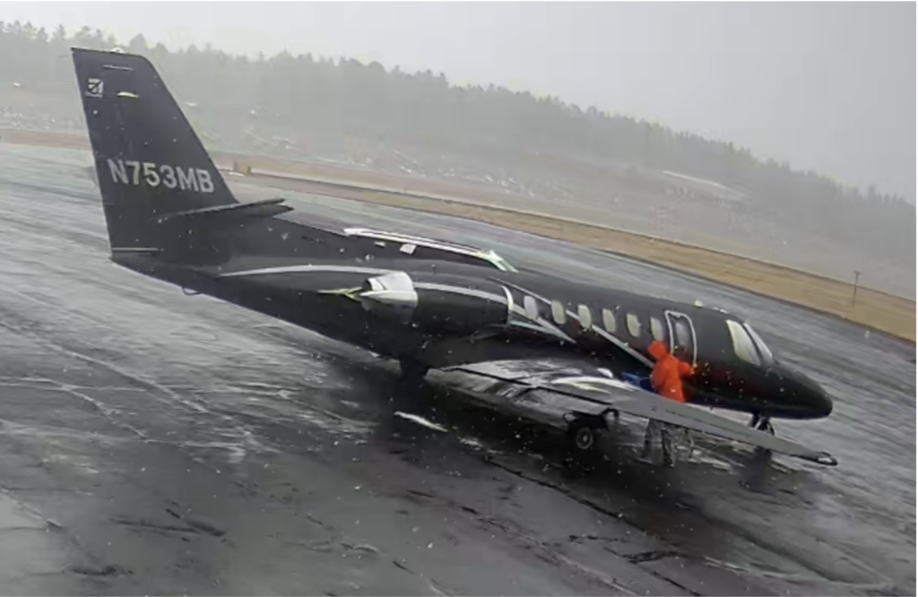 A Citation V that slid off the runway in Pagosa Springs in 2024